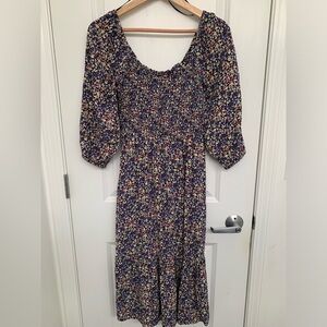 GAP Floral Midi Dress, Multicolor Floral Long Sleeve Dress